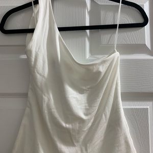 One shoulder white tank